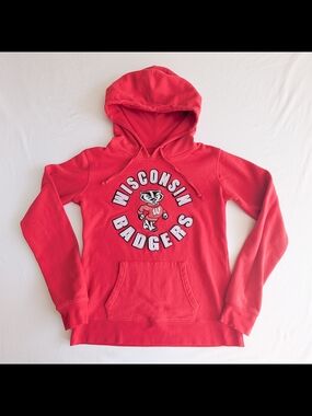 University of Wisconsin Hooded Patch Embroidered Badger Sweatshirt Unisex Med